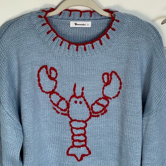 Vernacular lobster crewneck pullover sweater blue 54174 - Picture 4 of 15
